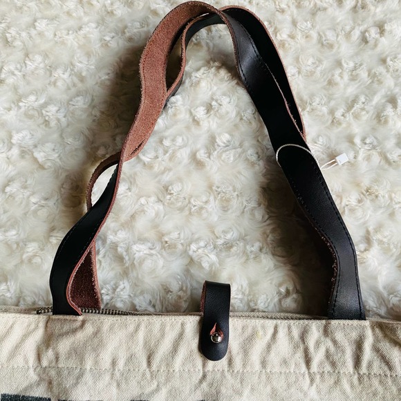 So'each Canvas Leather Zippered Tote Bag Teacher Gift Handbag Shoulder Bag - Picture 11 of 15